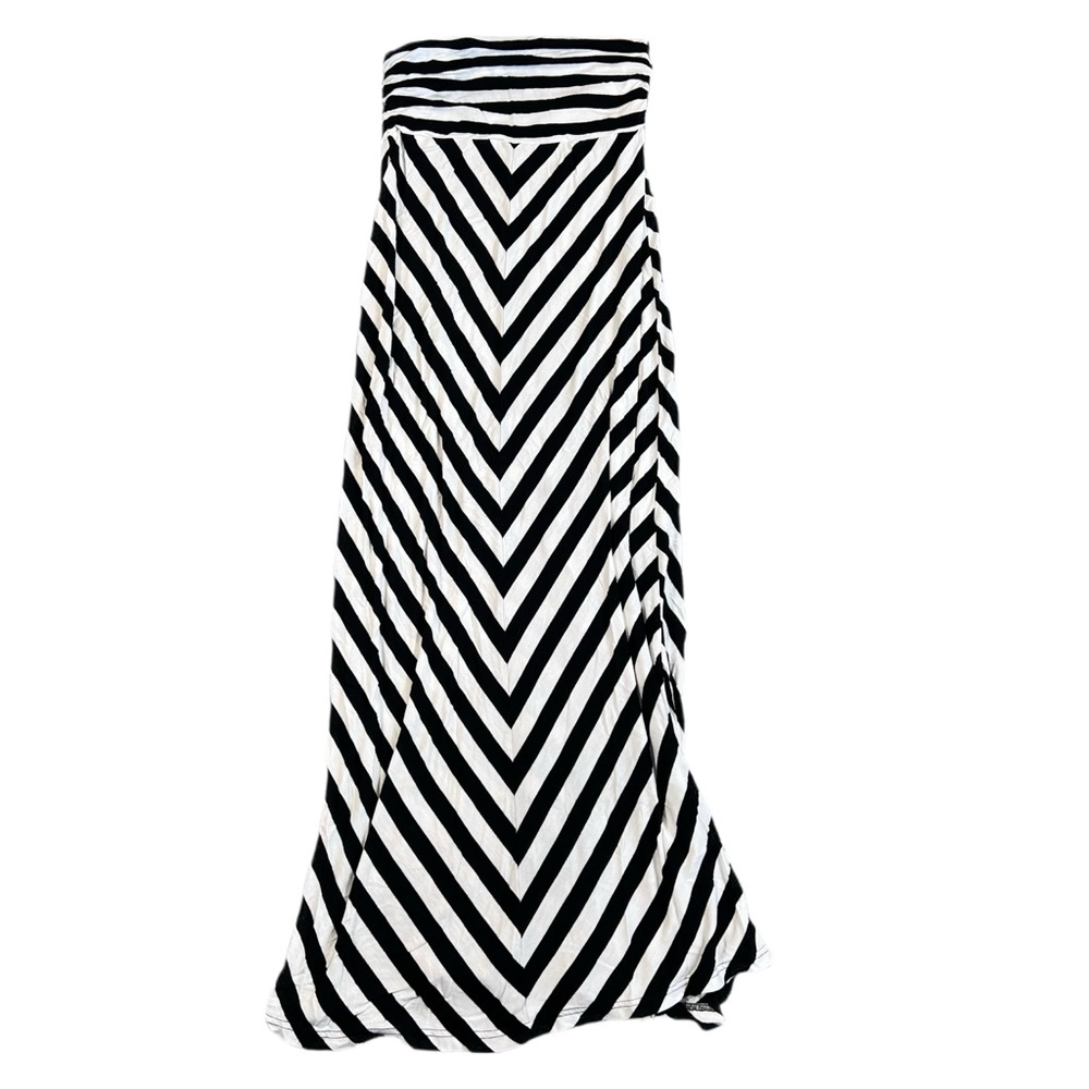 🖤 Ultra Flirt Strapless Maxi Skirt | Black & White Chevron | Size M 🖤